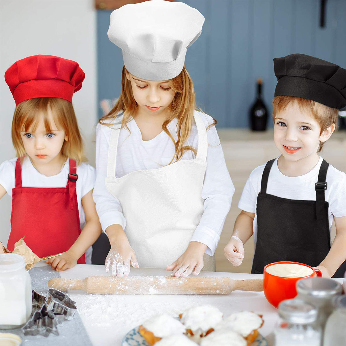 tablier de cuisine enfants femme noir rouge