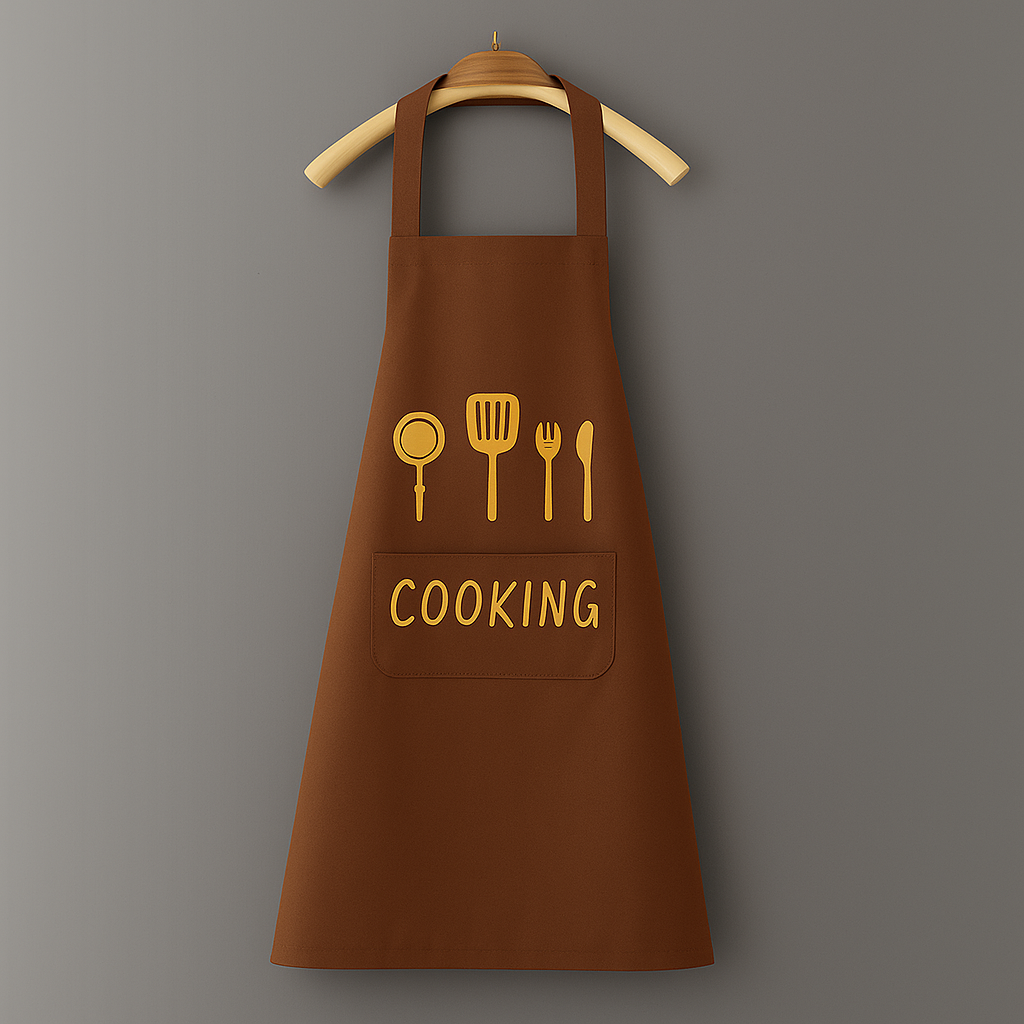 tablier de cuisine marron presenation
