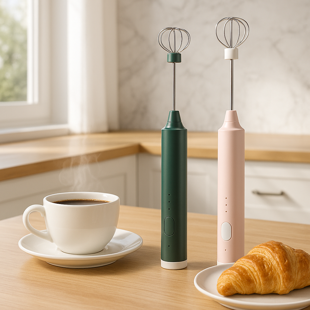 emulsionneur de lait vert rose