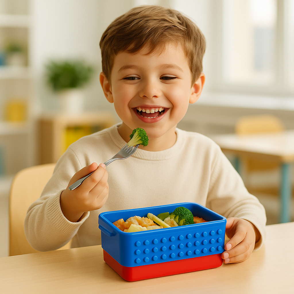 lunch box enfant bleu garcon heureux