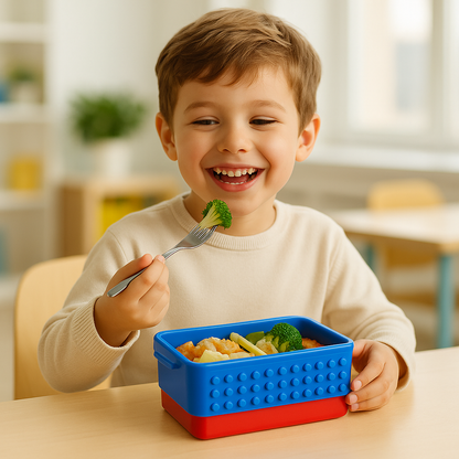 lunch box enfant bleu garcon heureux