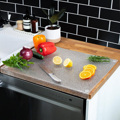 planche a decouper en verre legumes