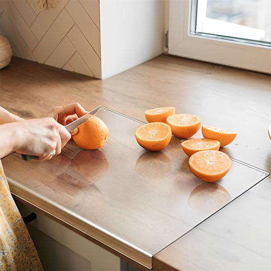 planche a decouper verre orange