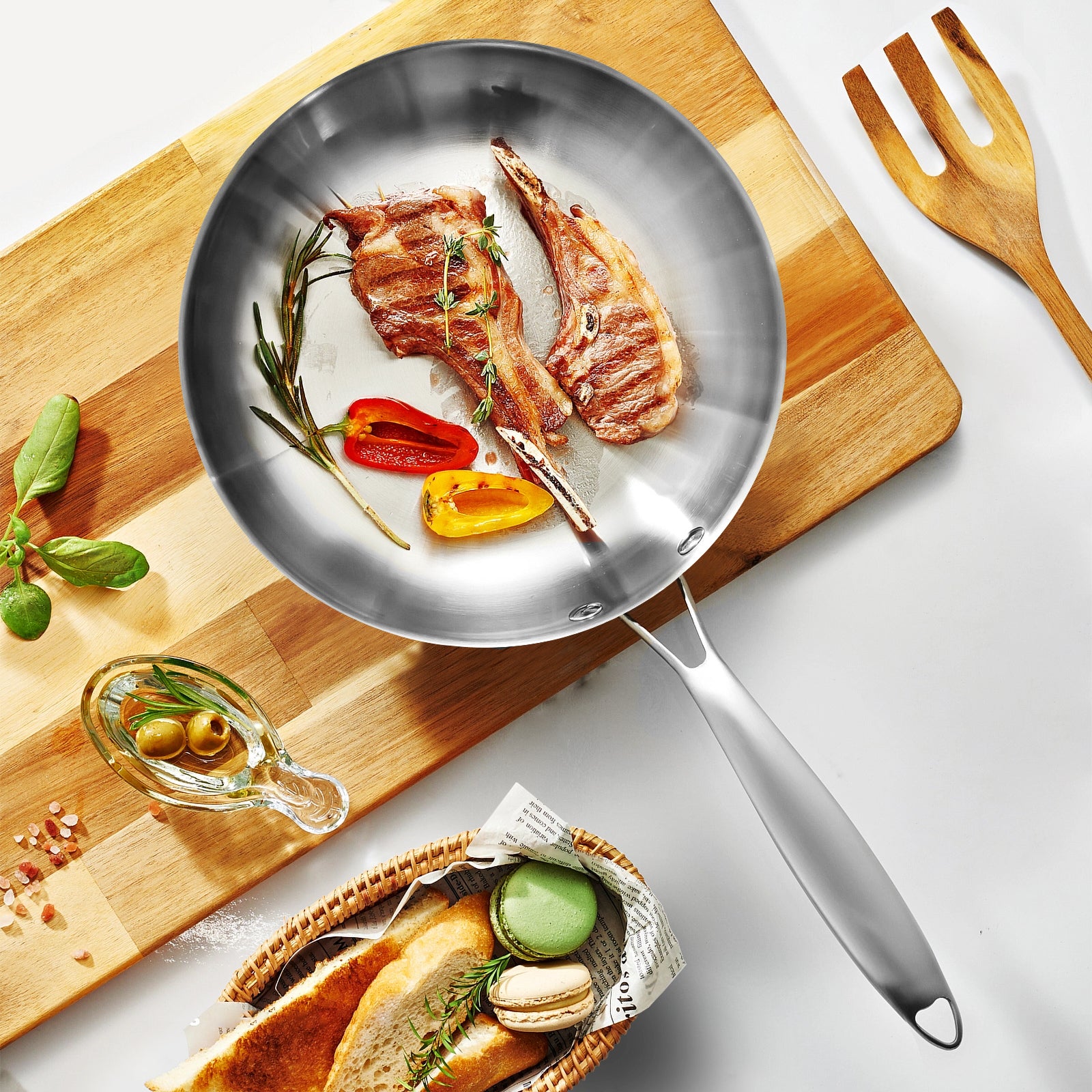 poele inox nourriture legumes