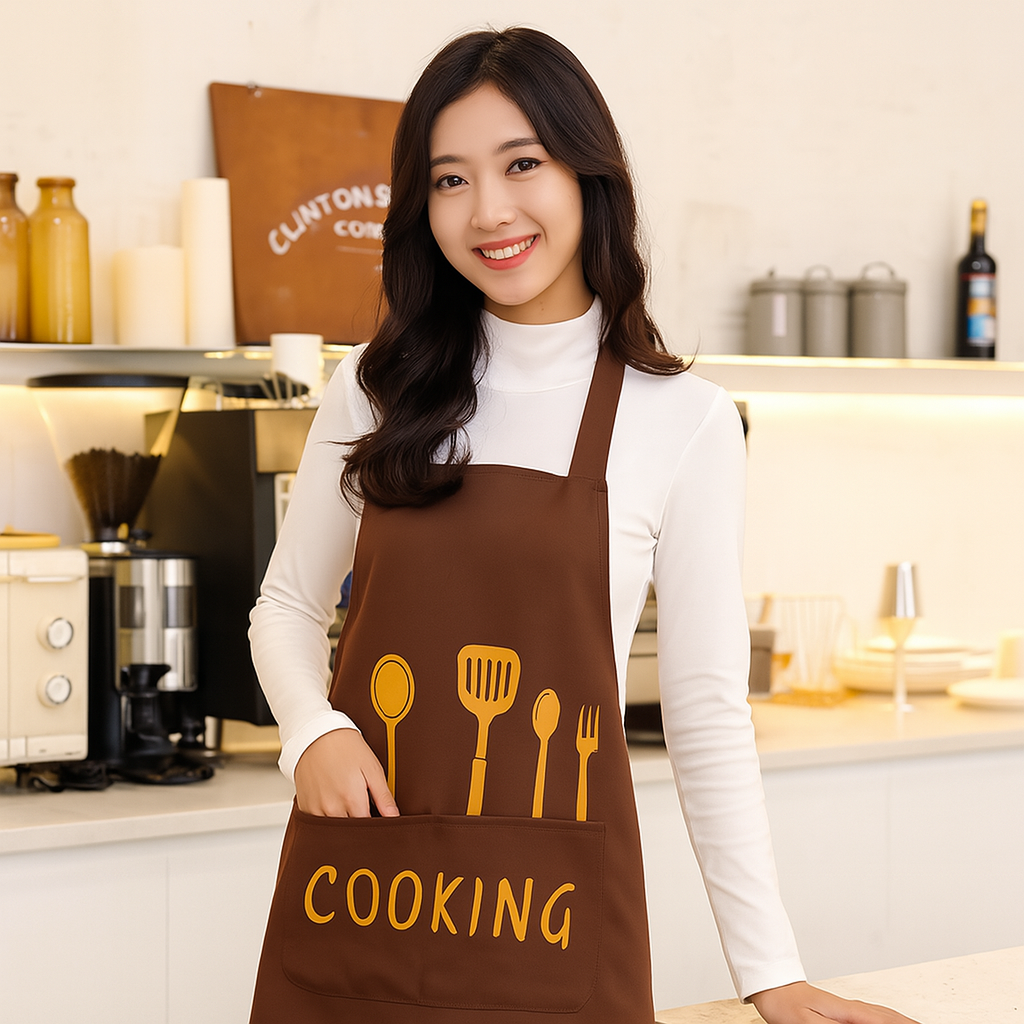 tablier de cuisine marron femme