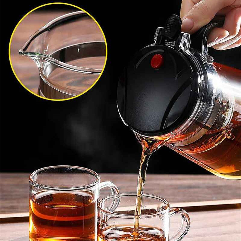 theiere en verre utilisation bouton